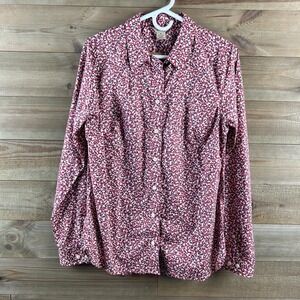 Duluth Trading Womens Shirt Long Sleeve Button Up Wrinklefighter Ditsy Medium